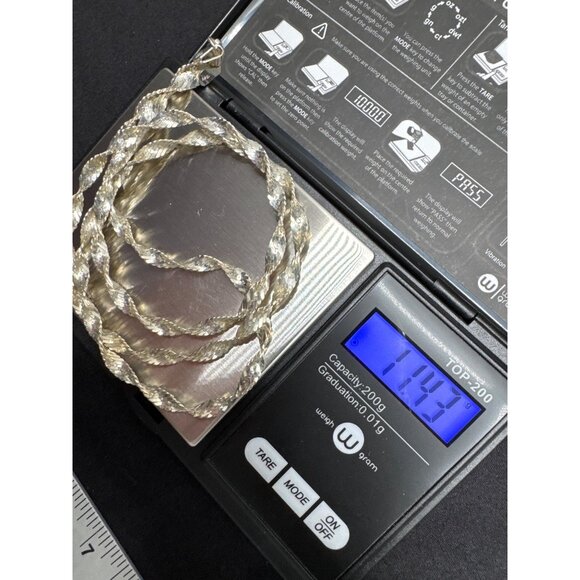 Sterling Silver 925 Flat Braided Herringbone Twisted Rope Chain Necklace 24" - Picture 10 of 10